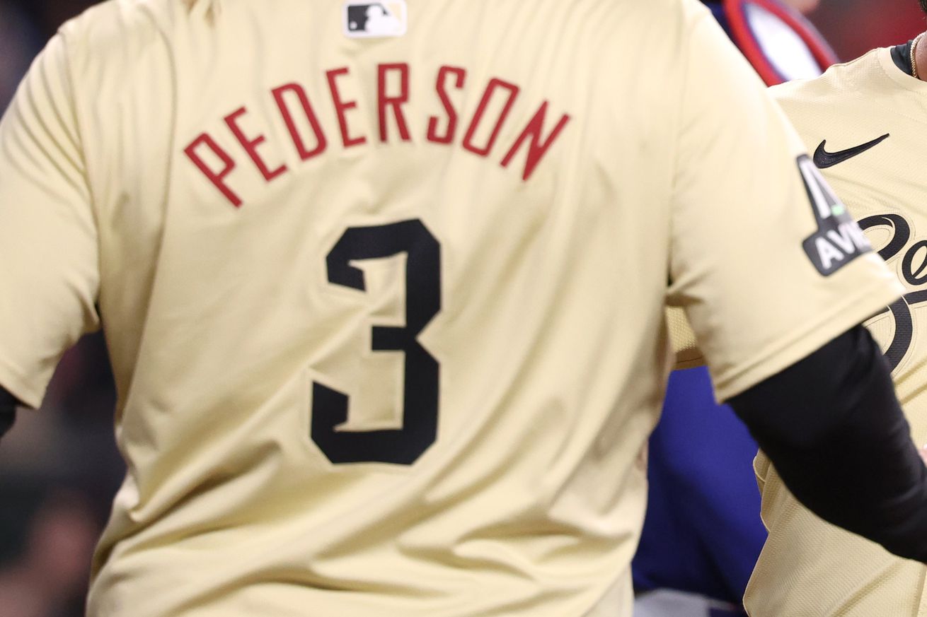 A close up of Pederson Serpientes jersey, focusing on his uniform number, three