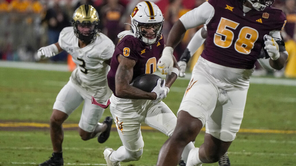 ASU football cashes in touchdown to Jordyn Tyson after picking off Kansas State's first pass attempt