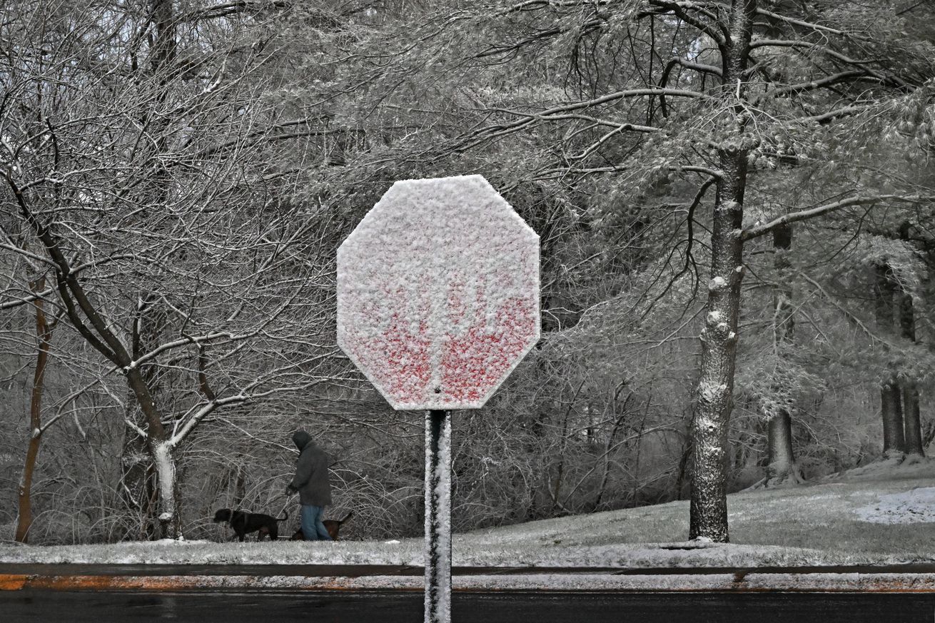 Light Snow Makes For a Picturesque Backdrop in Gaithersburg