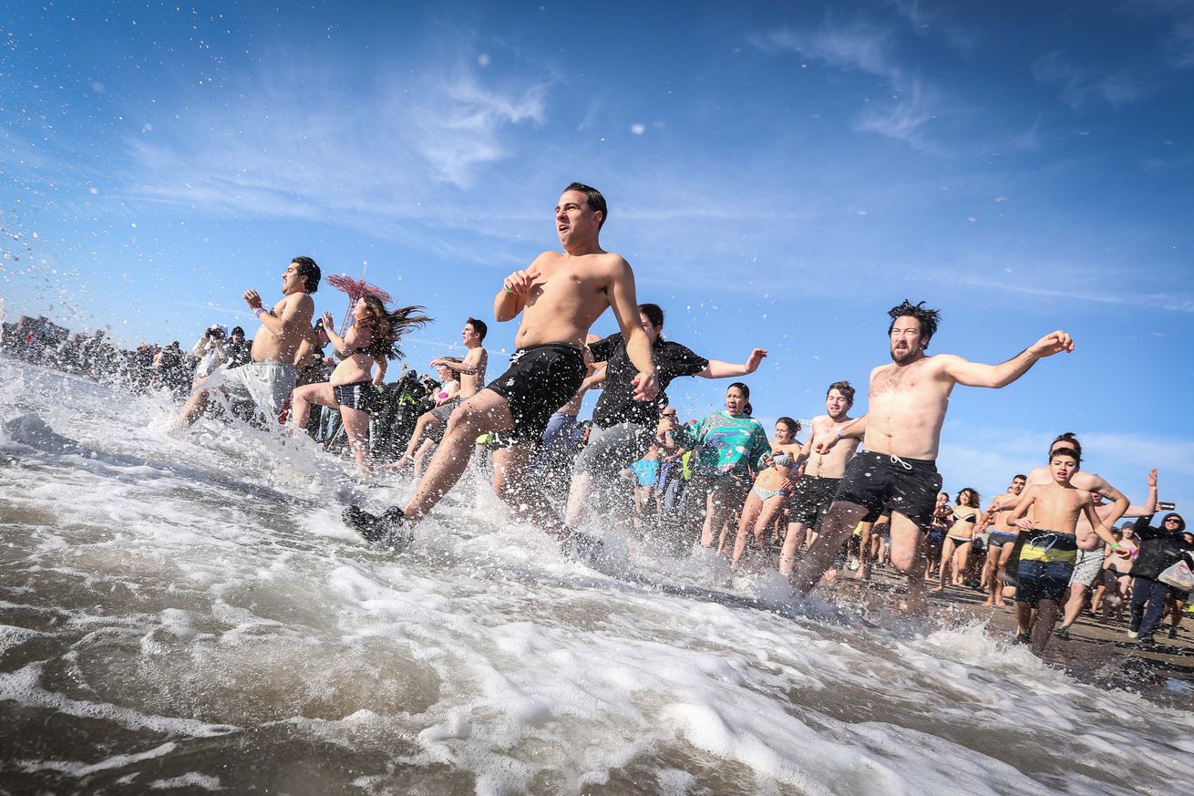 Members Of Coney Island’s Polar Bear Club Attend The New Year’s Day Polar Bear Dip