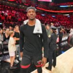 Miami Heat forward Jimmy Butler (22) walks off the court