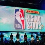 NBA All-Star Rising Stars Game displayed on screen